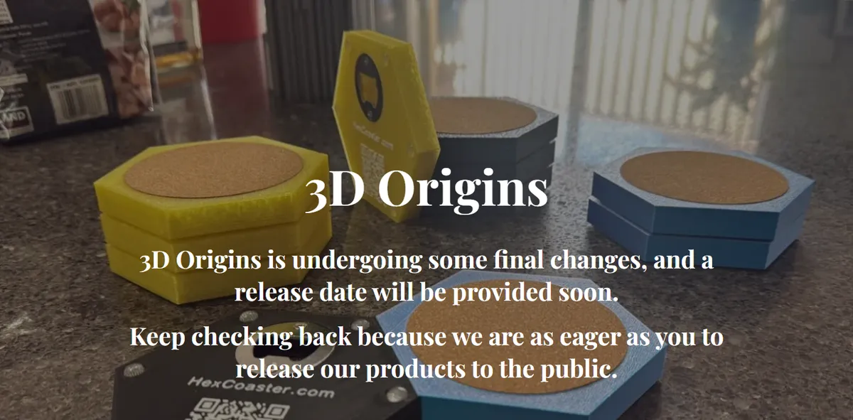 The 3D Origins home page on a desktop screen
